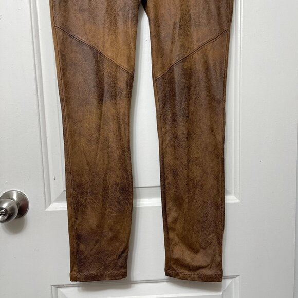Free People Never Let Go Brown Faux Suede Leather Leggings Size 27 - Picture 9 of 12